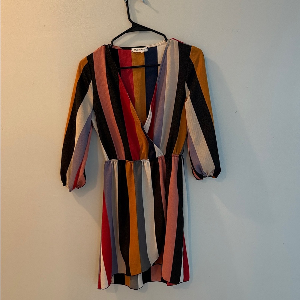 Colorful Striped Wrap Dress